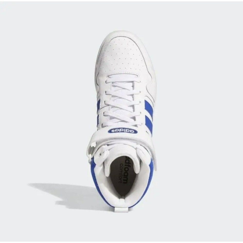 New Adidas Postmove Mid Shoes Men's Cloud White & Royal Blue - - Picture 3 of 6